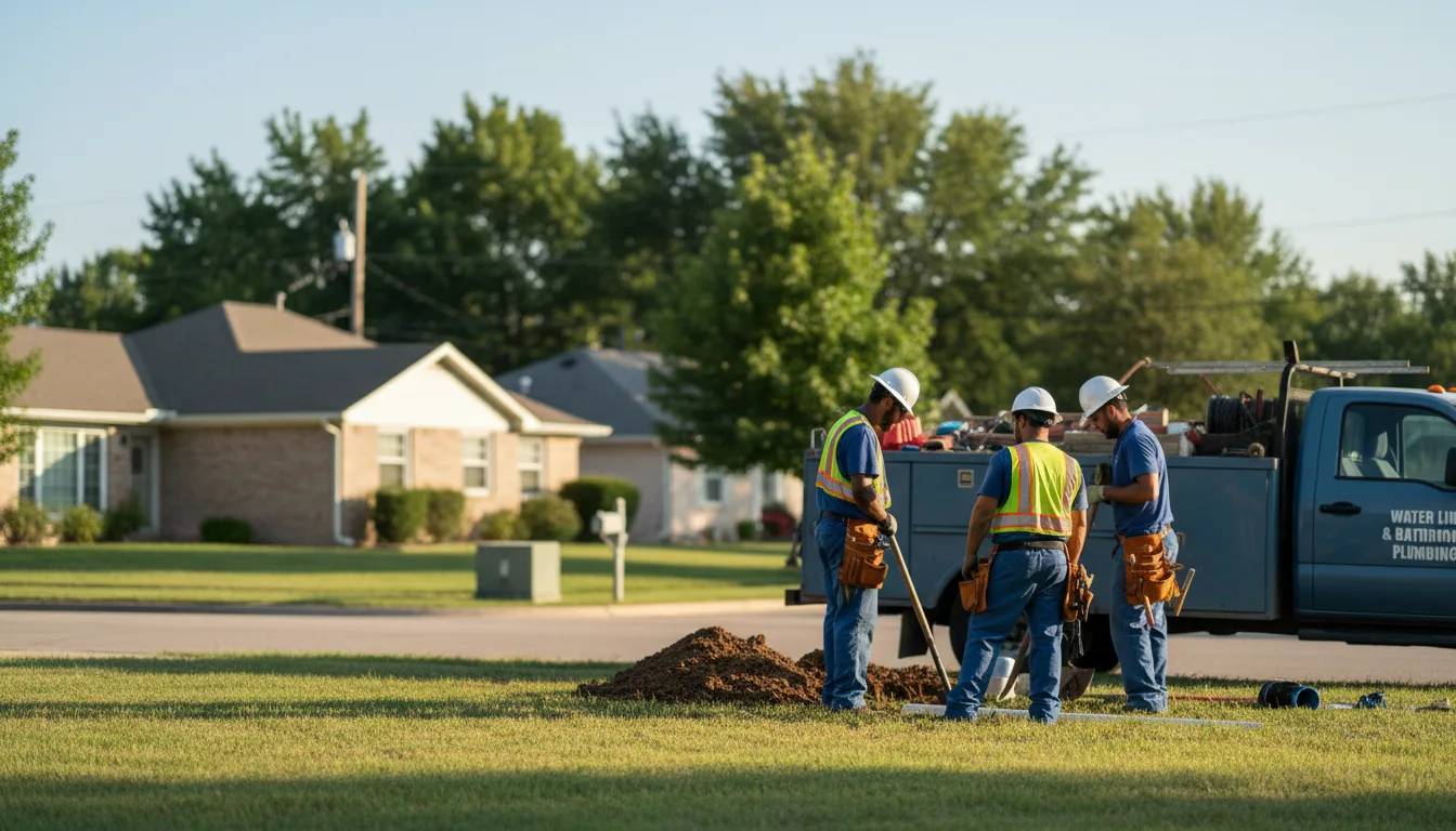 Residential water line and bathroom plumbing service in Goodwell, OK